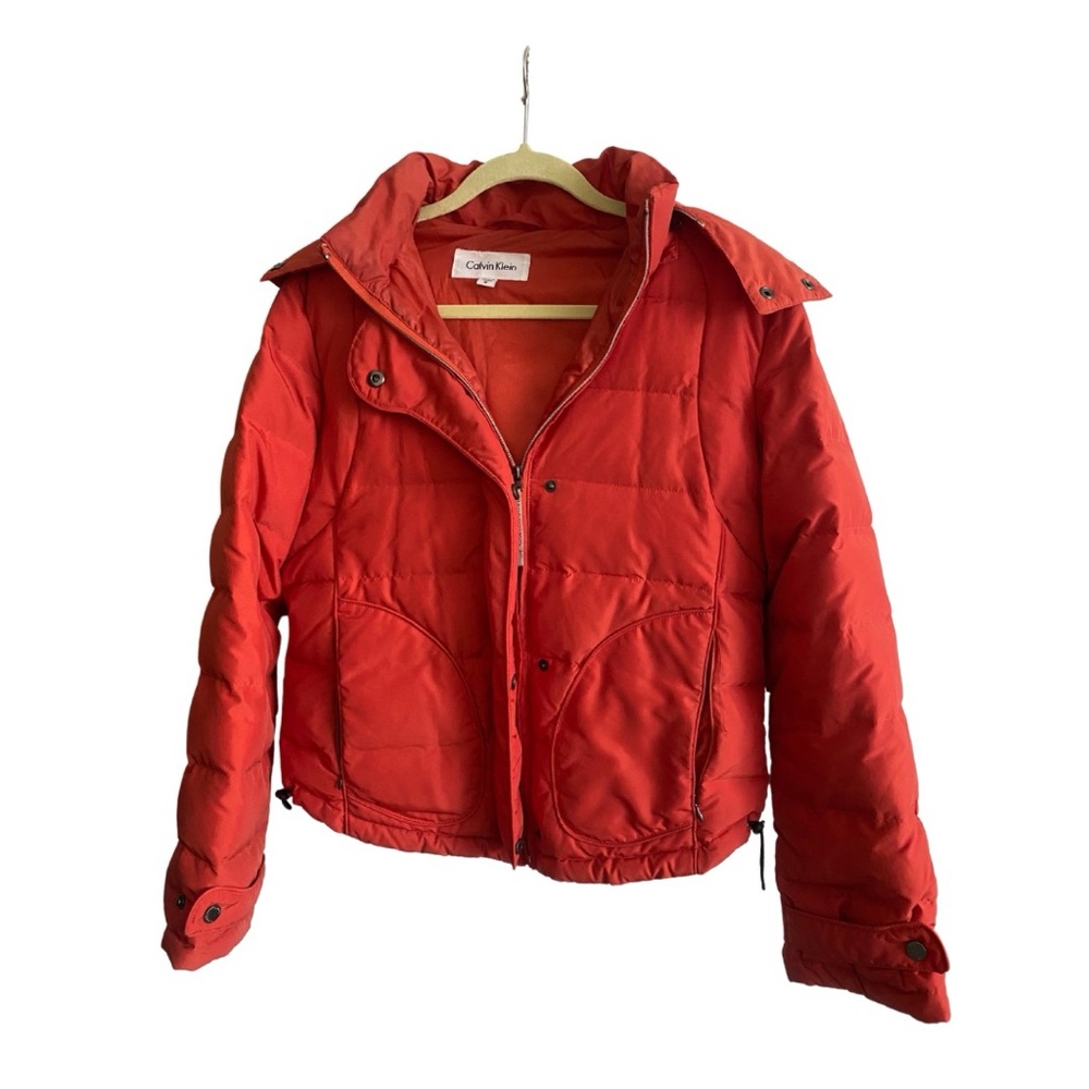 CALVIN KLEIN WINTER PUFFER JACKET | Size Med. | Rust Orange | winter coat | fur